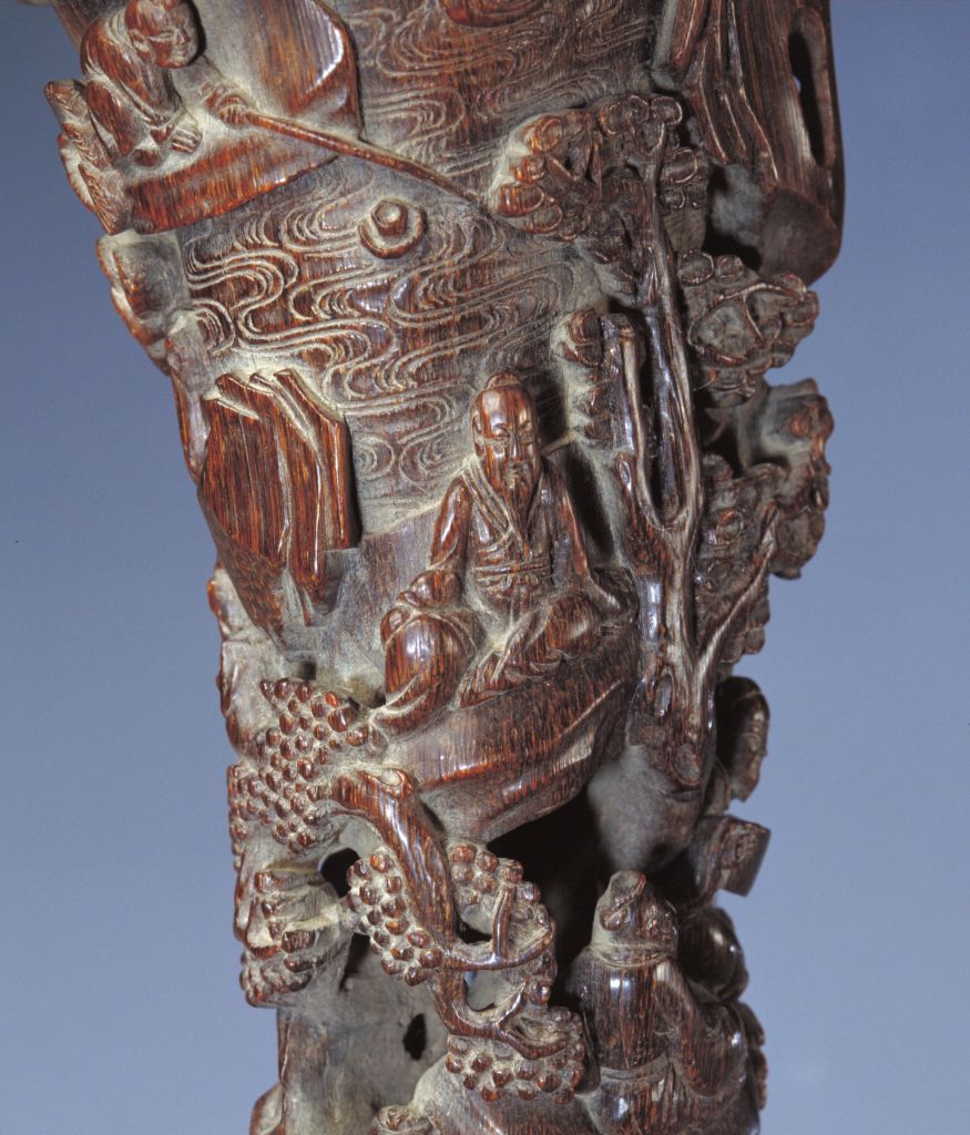 图片[4]-Rhinoceros horn carved with orchid pavilion-China Archive